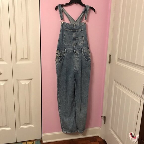 We The Free Ziggy Blue Denim Overalls Relaxed Fit Size Large - Picture 1 of 7